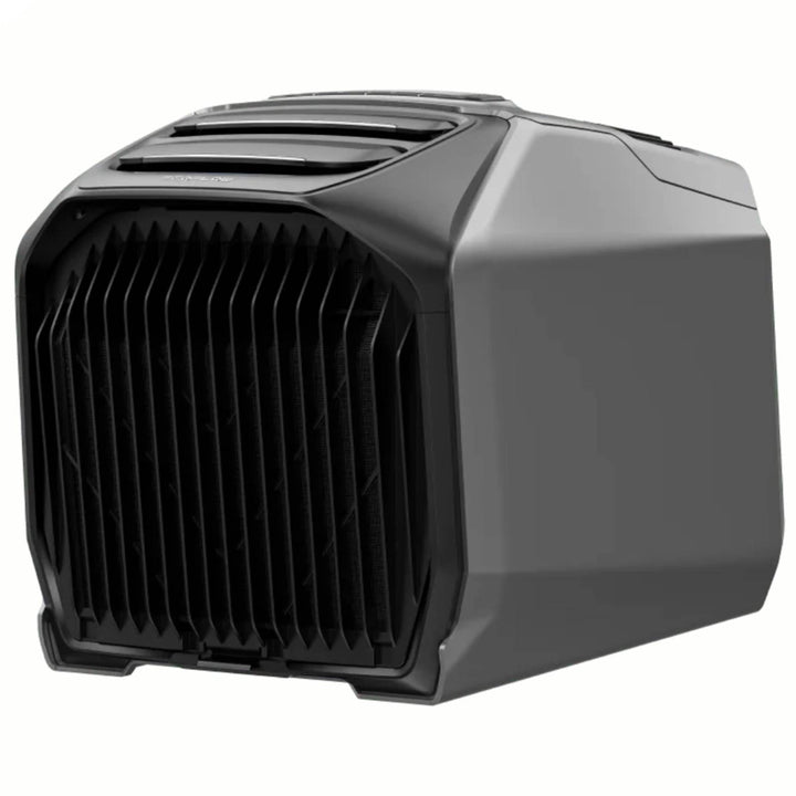 EcoFlow WAVE 3 portable air conditioner with sleek design, showcasing its compact size and cooling vents for fast energy-efficient cooling.