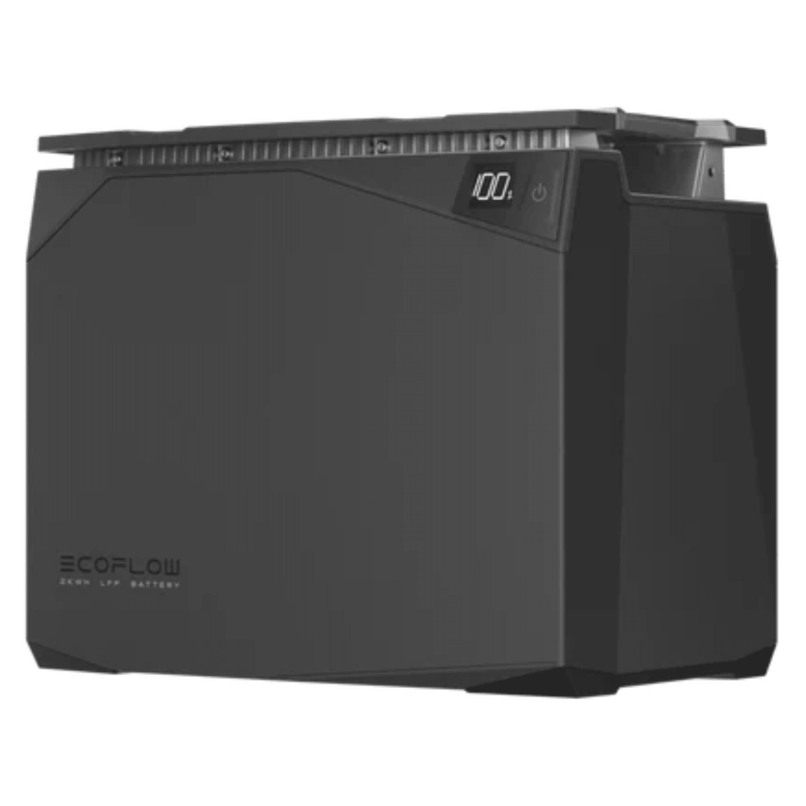 EcoFlow 2KWh LFP battery for portable power, showing the compact battery unit with brand logo and safety labels.