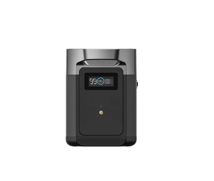 EcoFlow DELTA 2 Extra Battery 1024Wh portable power bank, outdoor and home use, with multiple charging ports and compact design.