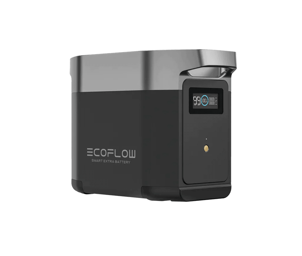EcoFlow DELTA 2 Extra Battery 1024Wh portable power bank for outdoor and home use, showing the compact battery device.