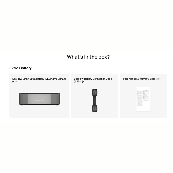 EcoFlow DELTA Pro Ultra X smart extra battery showing its 2048Wh capacity and sleek design for portable power supply.