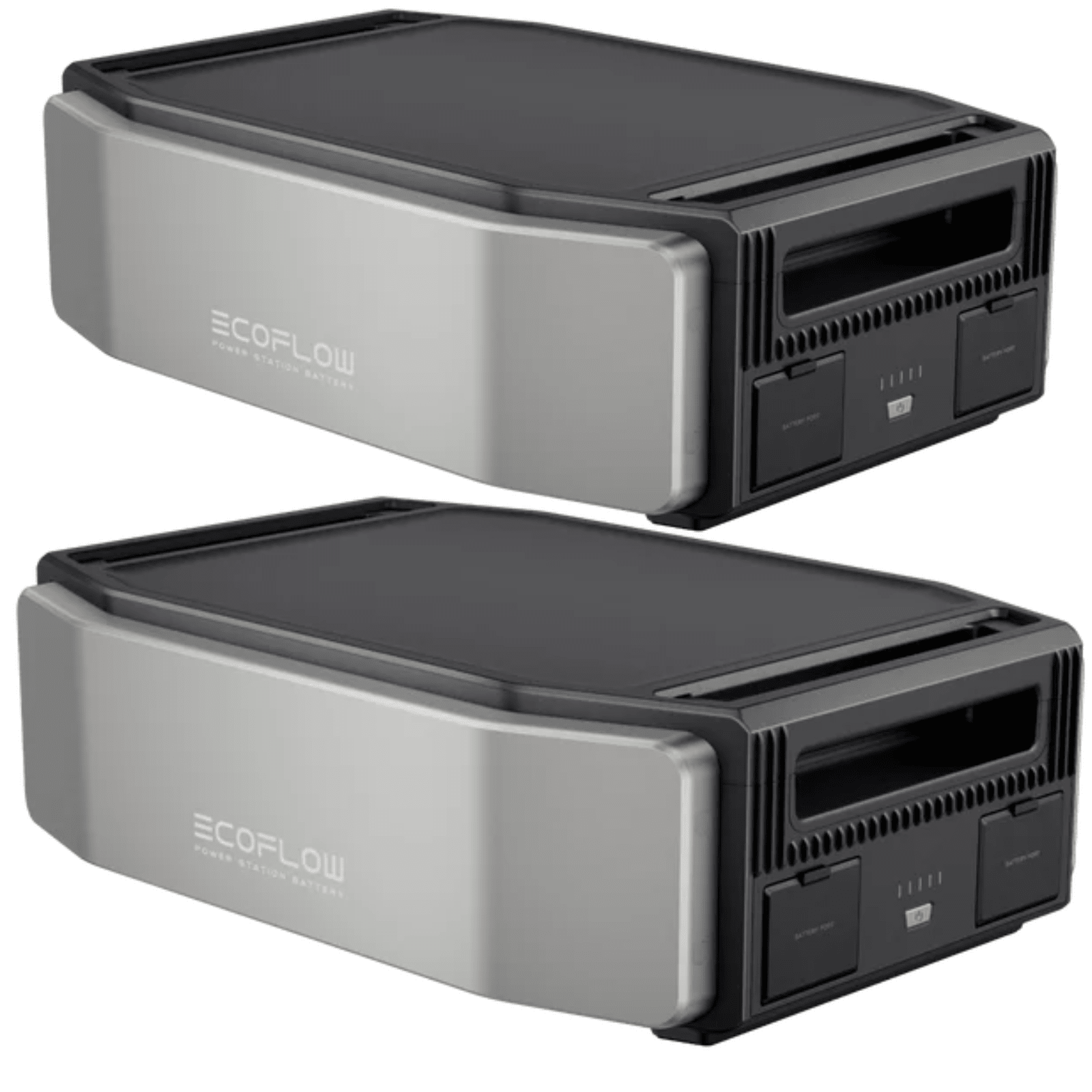 Two EcoFlow Delta Pro Ultra batteries with 6kWh capacity, portable energy storage units for reliable power backup.