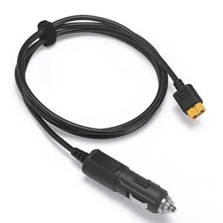 EcoFlow car charging cable, 1.5m length, used for portable power charging in vehicles, with durable and reliable design.