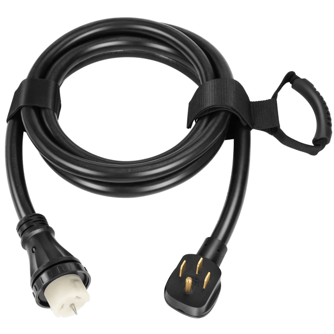 EcoFlow 50 Amp NEMA 14-50P to SS2-50R generator connection cable for home backup power, durable and reliable.