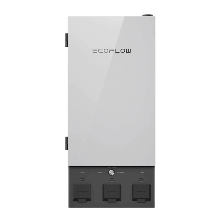 EcoFlow Delta Pro Ultra inverter with battery and smart home panel, showcasing the portable power system and control interface.