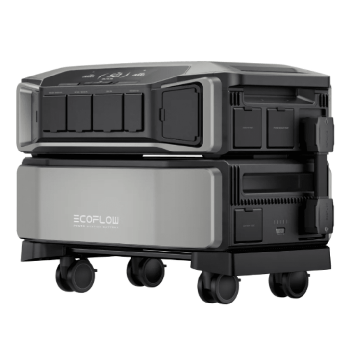 EcoFlow DELTA Pro Ultra inverter with connected battery and two 400W solar panels for portable renewable energy.