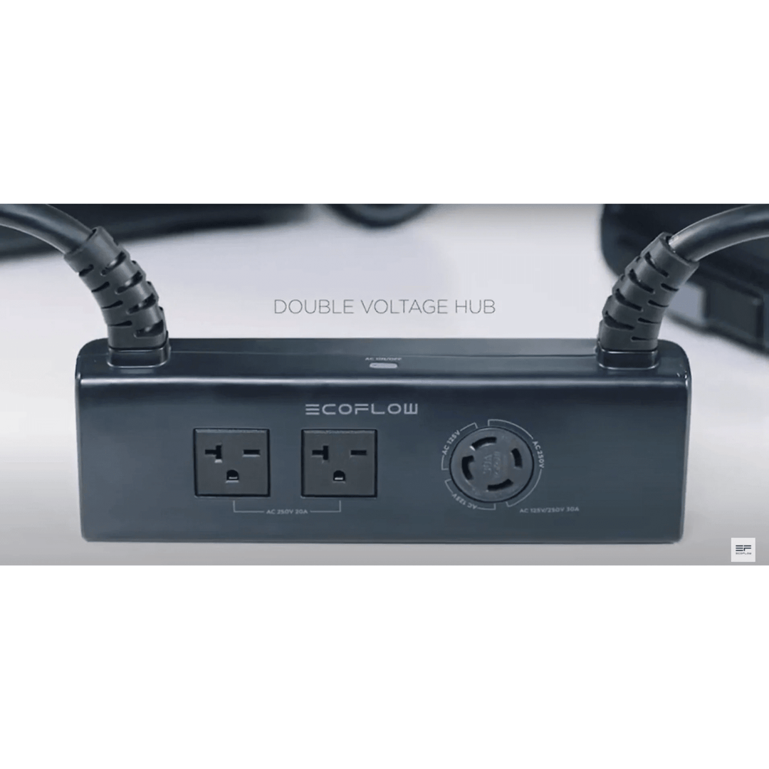 EcoFlow Double Voltage Hub with 3 receptacles for DELTA Pro, compact power accessory for versatile energy management.
