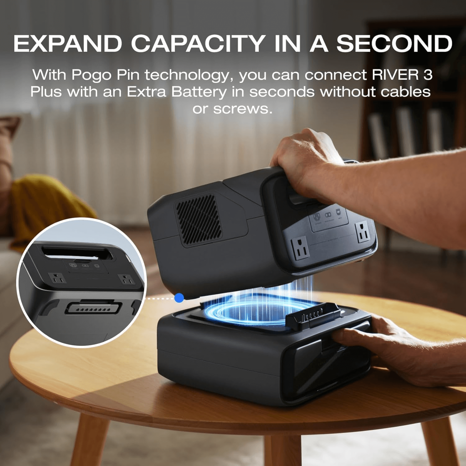 EcoFlow RIVER 3 Plus Extra Battery EB600 572Wh LiFePO4 power supply for portable energy expansion, shown in the image.