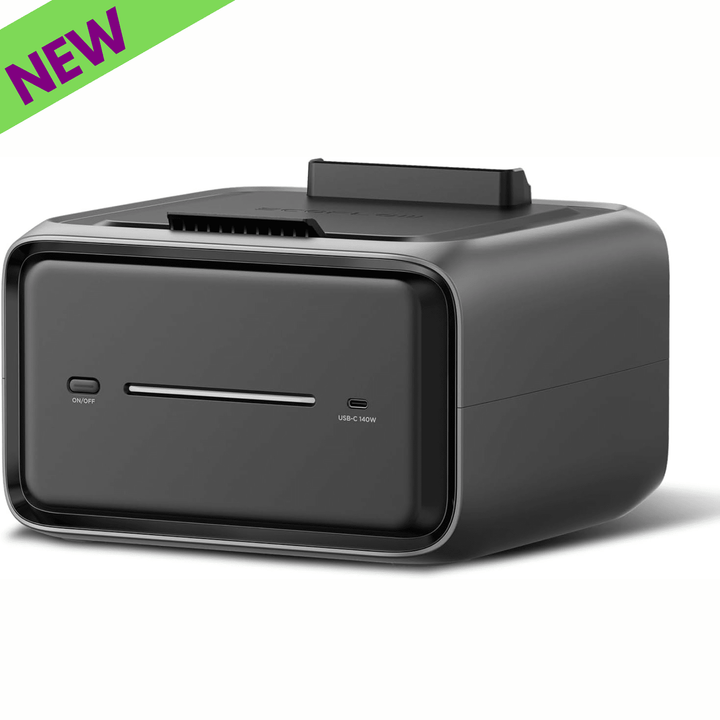 EcoFlow RIVER 3 Plus portable power station with an EcoFlow 600Wh extra battery, showing the compact battery unit with display panel.