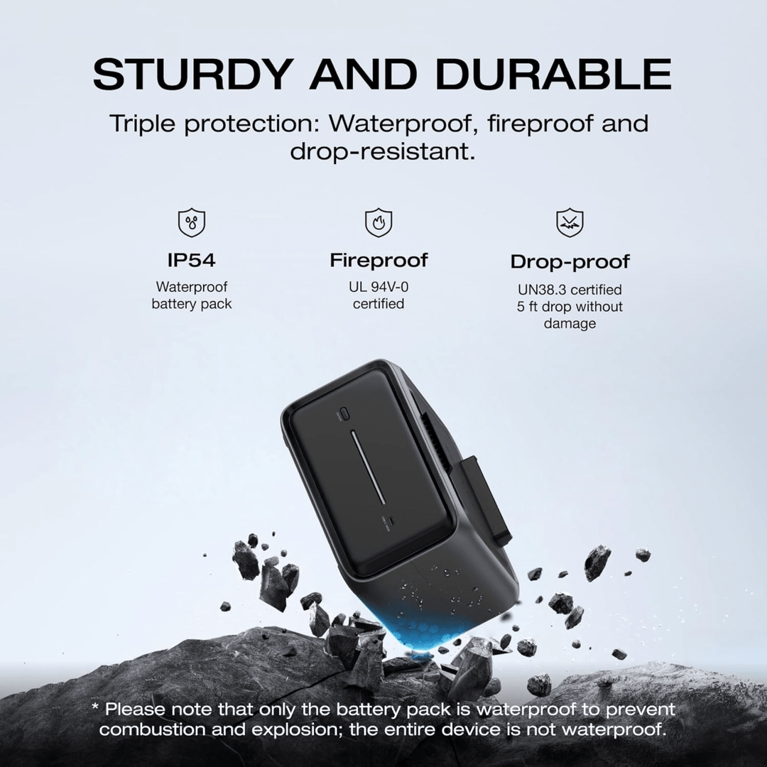 EcoFlow RIVER 3 Plus portable power station with 600Wh extra battery, showing the compact, portable design and battery ports.