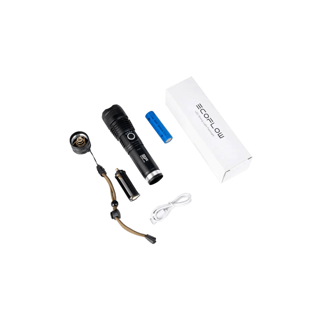 EcoFlow high brightness portable LED flashlight for outdoor use, compact and durable for outdoor lighting needs.