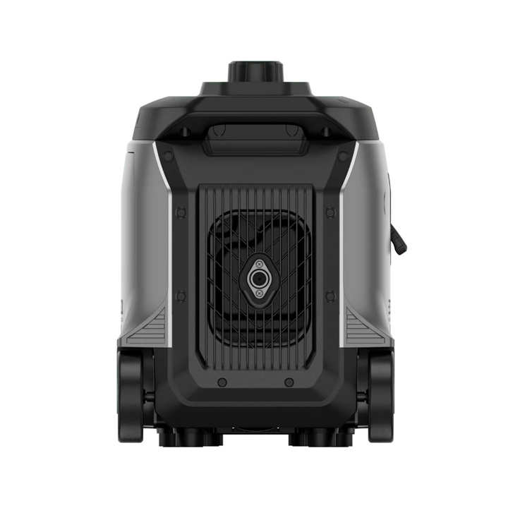 EcoFlow Smart Generator 4000 Dual Fuel rear view showcasing its design and features for LPG and gasoline use.