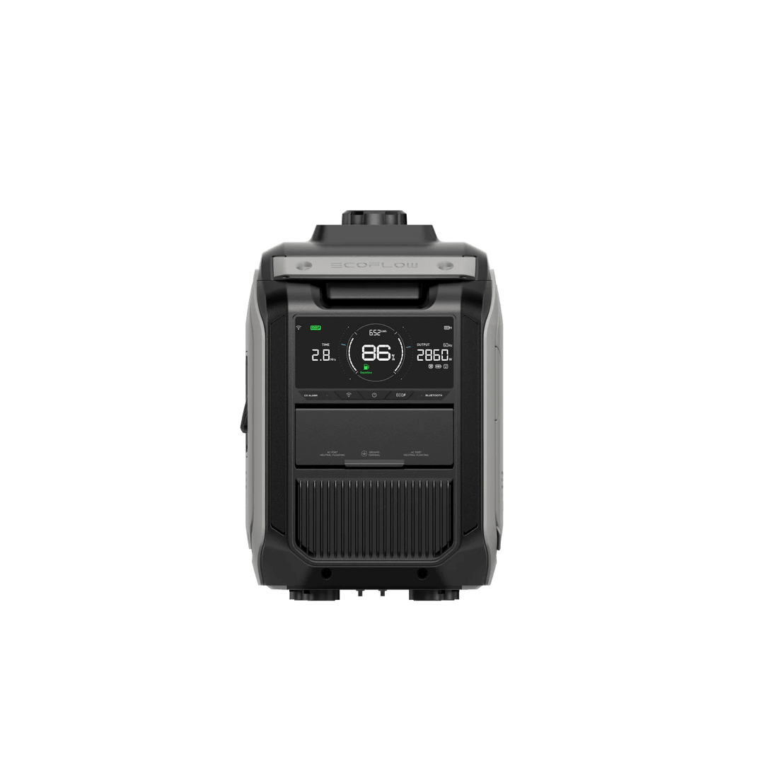 EcoFlow Smart Solar and Gas Generator 3000, portable power solution, with solar panels and gas engine for emergency and outdoor use.