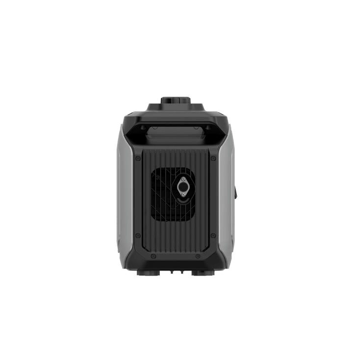 EcoFlow Smart Solar and Gas Generator 3000, a portable generator with solar panels and gas power, black and compact design.