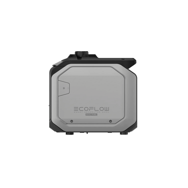 EcoFlow Smart Solar and Gas Generator 3000, portable generator with digital display, solar panels, and gas tank for versatile power.