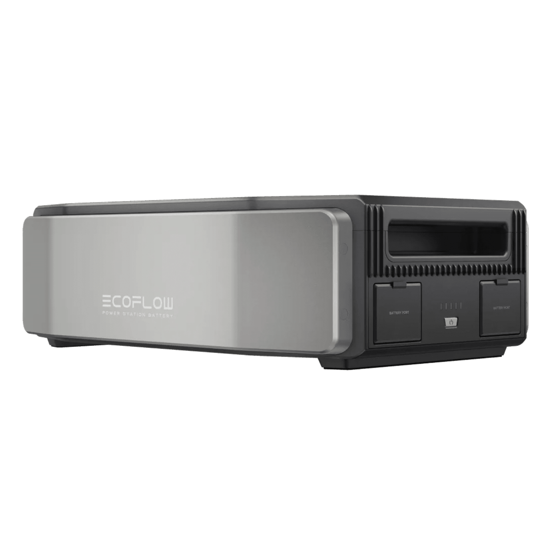 EcoFlow DELTA Pro Ultra inverter with extra 7.2kWh battery kit for backup power, showing the inverter and battery components.
