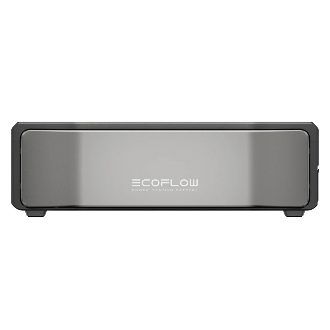 EcoFlow DELTA Pro Ultra inverter with extra 7.2kWh battery kit for backup power, shown with connected cables and display panel.