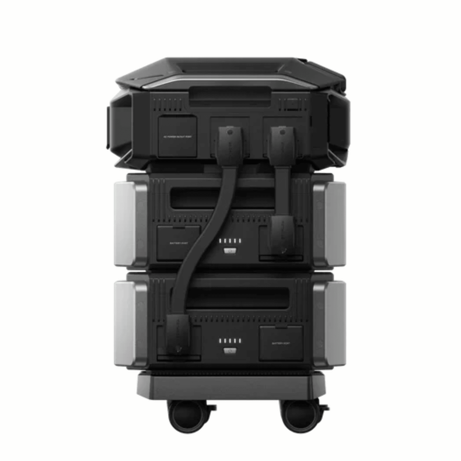 EcoFlow DELTA Pro Ultra X inverter with two batteries and one HomePanel, showcasing portable energy storage and power management system.
