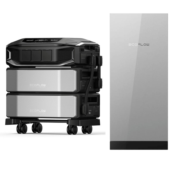 EcoFlow DELTA Pro Ultra X inverter with two batteries and Gateway200A, showing the portable power system and accessories.