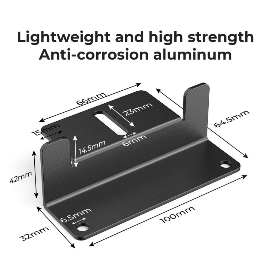 EcoFlow Rigid Solar Panel Mounting Feet With Screws Washers And Nuts dimensions featuring lightweight aluminum design.