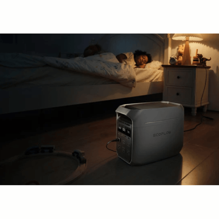 EcoFlow DELTA 3 Plus portable power station with extra battery and 220W bifacial solar panel for mobile energy backup