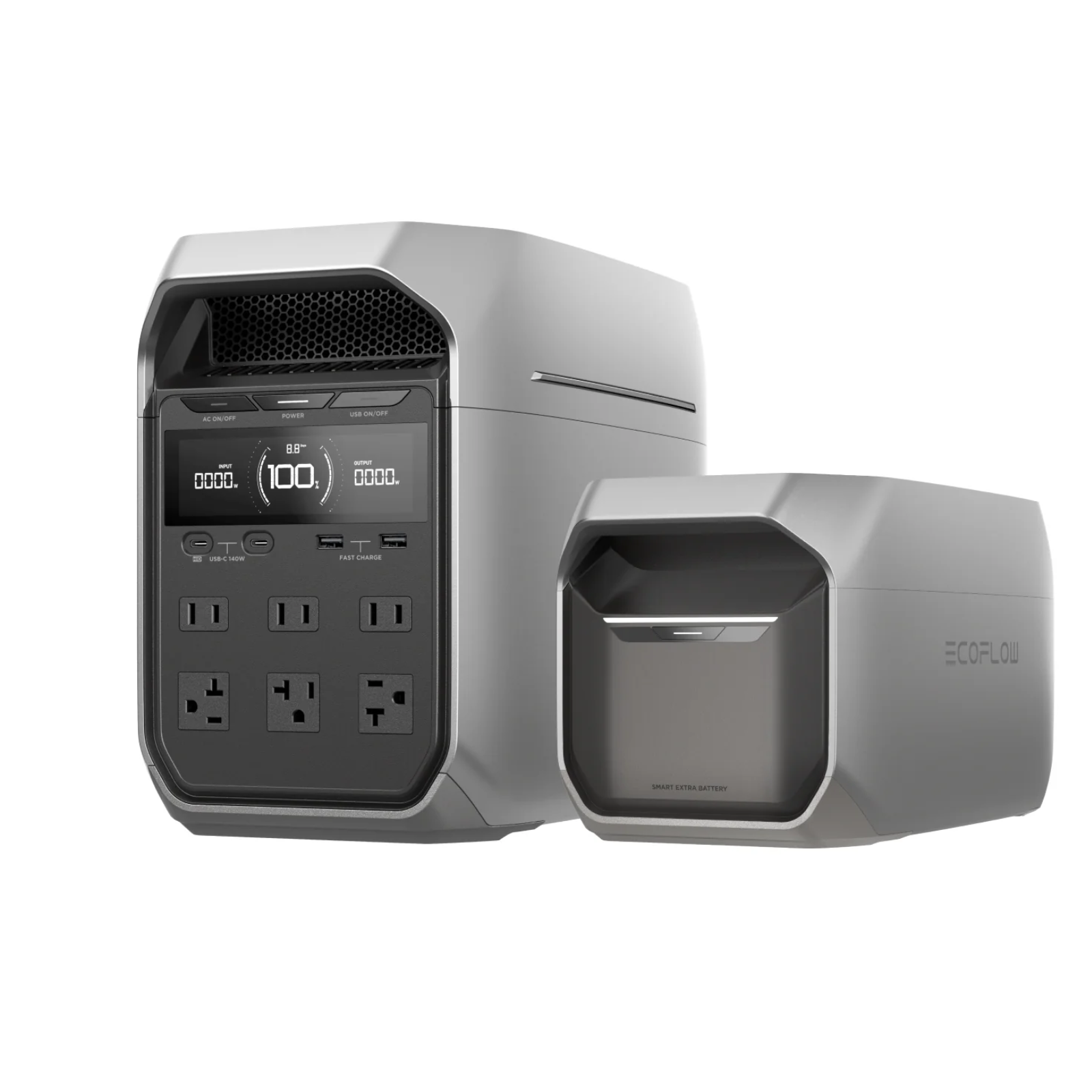 EcoFlow DELTA 3 Plus Power Station and DELTA 3 Extra Battery 1800W portable power solution.