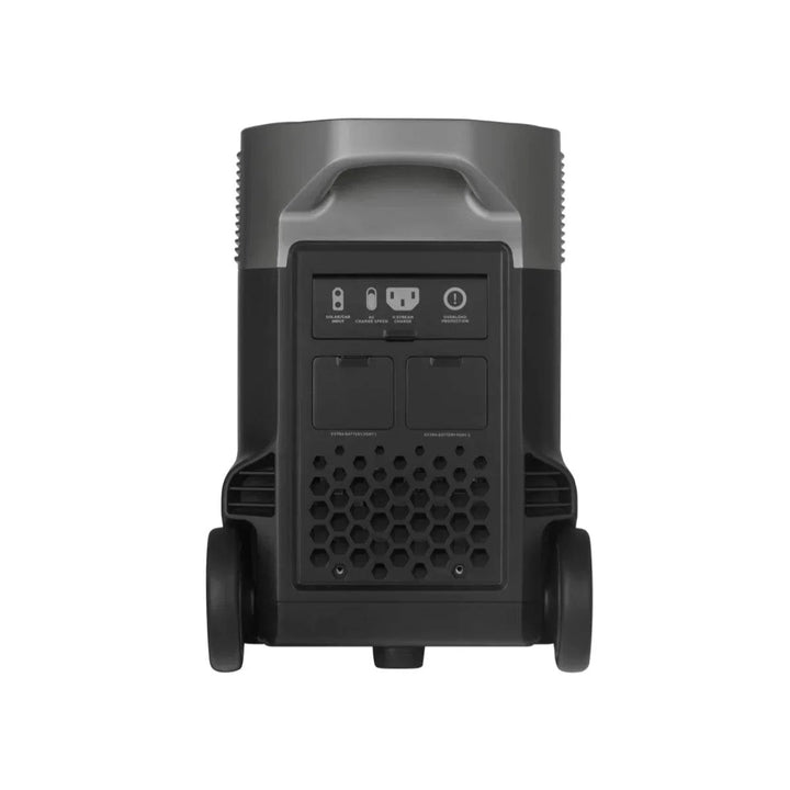 EcoFlow DELTA Pro portable power station with extra battery and 400W solar panel, 3600Wh capacity for off-grid energy.
