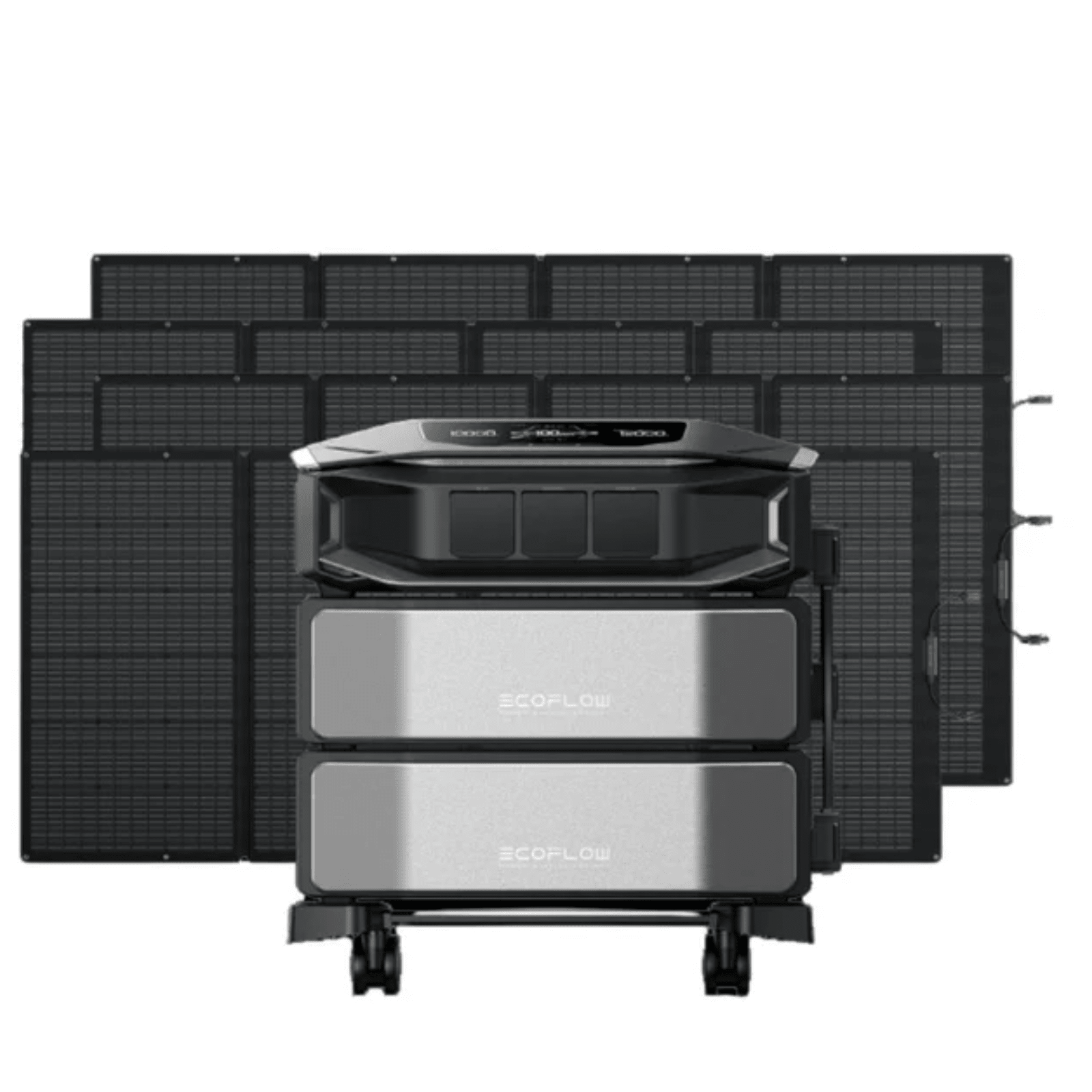 EcoFlow DELTA Pro Ultra X portable power station with two batteries and four 400W solar panels for renewable energy.