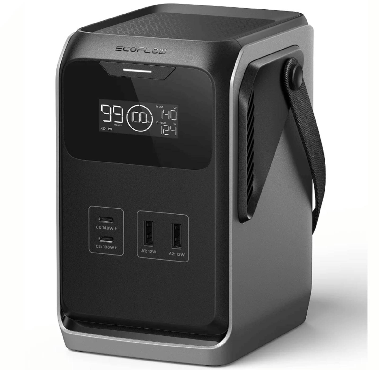EcoFlow TRAIL 200DC portable power station with 192Wh battery, compact lightweight design, ideal for on-the-go charging.