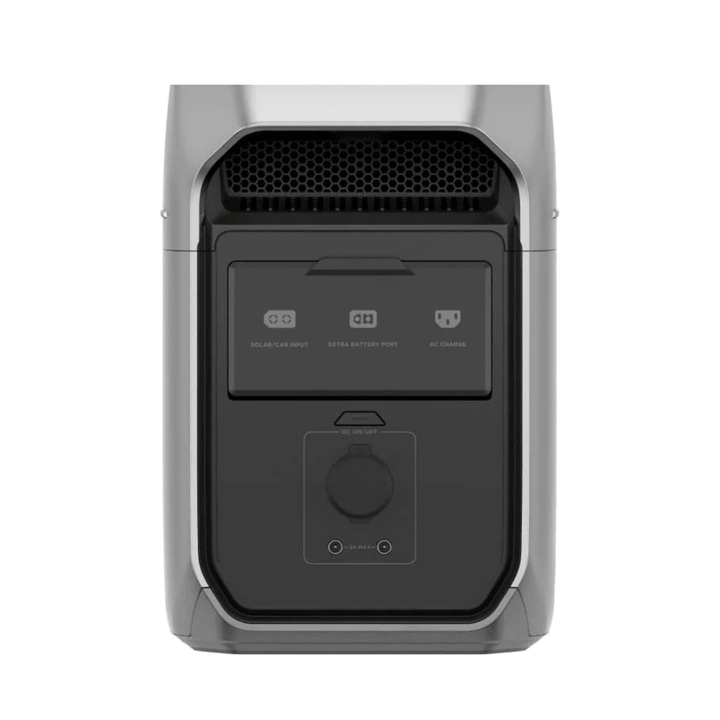 EcoFlow DELTA 3 Plus portable power station with 1024Wh capacity and multiple AC outlets, shown with solar panels in front.