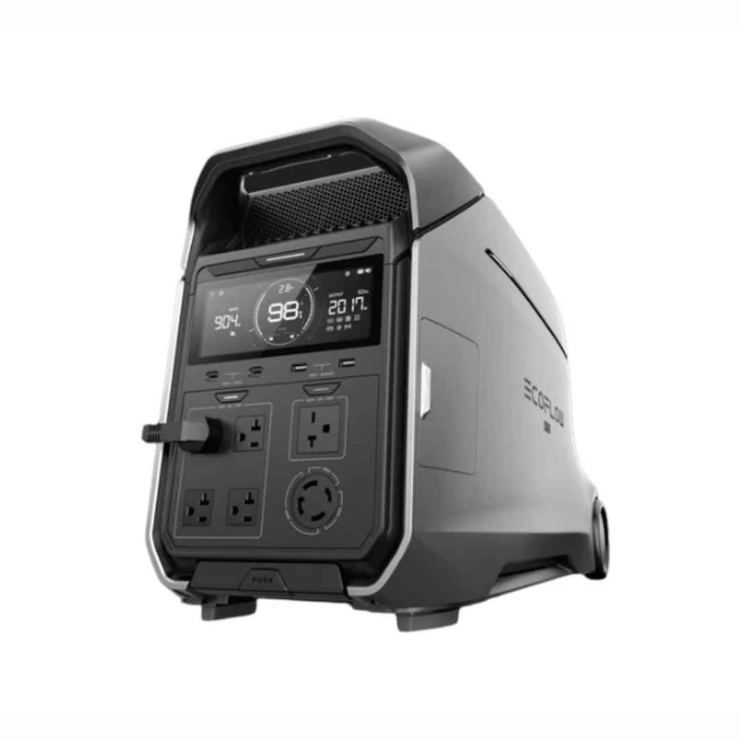 EcoFlow DELTA Pro 3 portable power station with Home Energy Manager, featuring a sleek design and multiple charging ports.