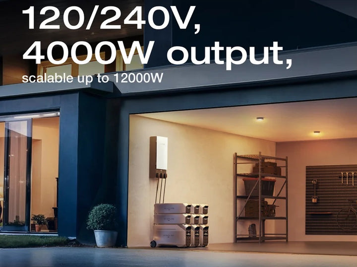 EcoFlow DELTA Pro 3 Power Station, 120/240V, 4000W output, scalable up to 12000W for home backup.