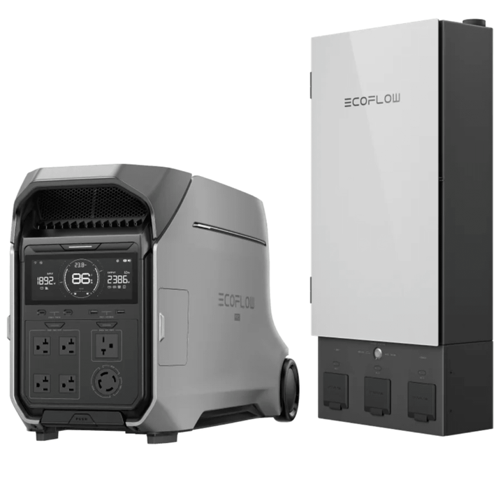 EcoFlow DELTA Pro 3 portable power station with Smart Home Panel 2, showing multiple outlets and control panel for versatile energy use.