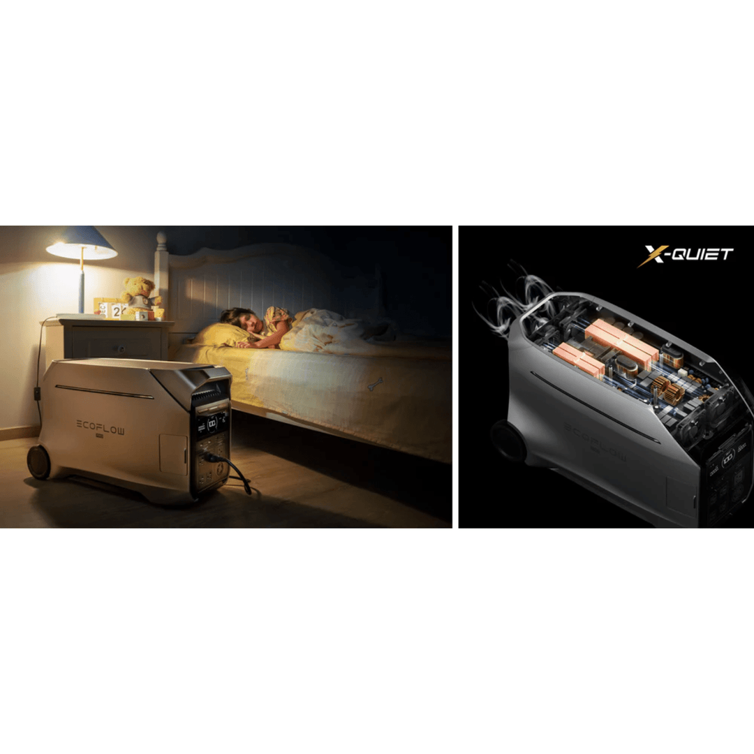 EcoFlow DELTA Pro 3 portable power station with Smart Home Panel 2, showcasing its compact design and multiple power outlets.