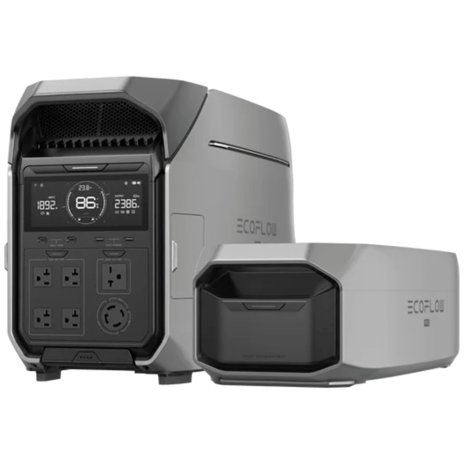 EcoFlow DELTA Pro 3 portable power station with LED display and smart extra battery for reliable energy supply