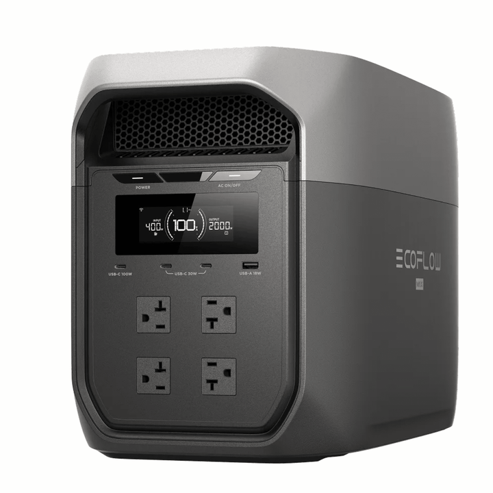 EcoFlow DELTA 3 Max Plus portable power station with 220W solar panel for renewable energy and portable charging.