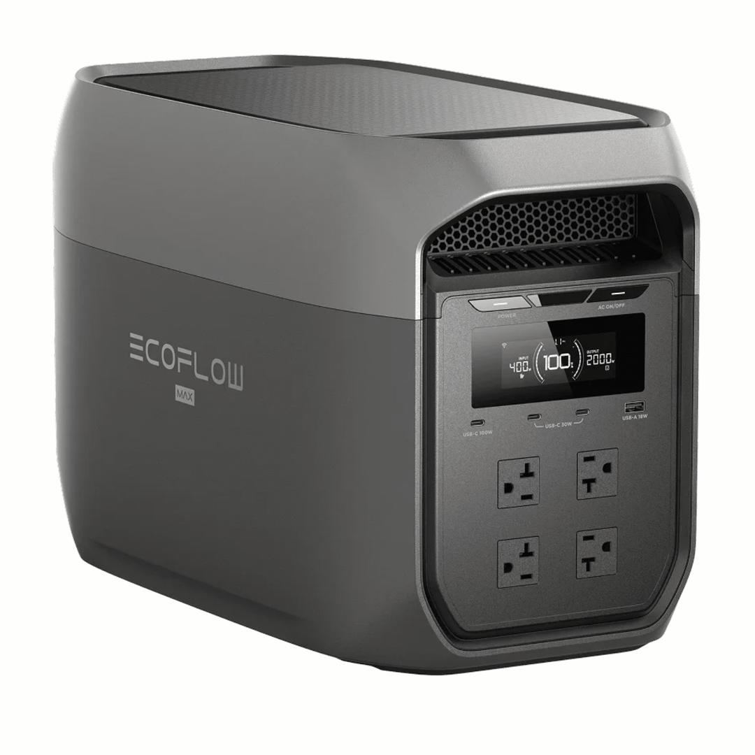 EcoFlow DELTA 3 Max Plus portable power station with 220W solar panel kit for outdoor energy charging.