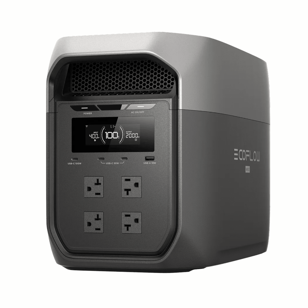 EcoFlow DELTA 3 Max Plus portable power station with 400W solar panel, outdoor energy solution, and versatile charging options.