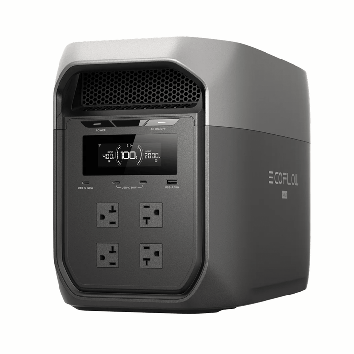 EcoFlow DELTA 3 Max Plus portable power station with 400W solar panel, outdoor energy solution, and versatile charging options.