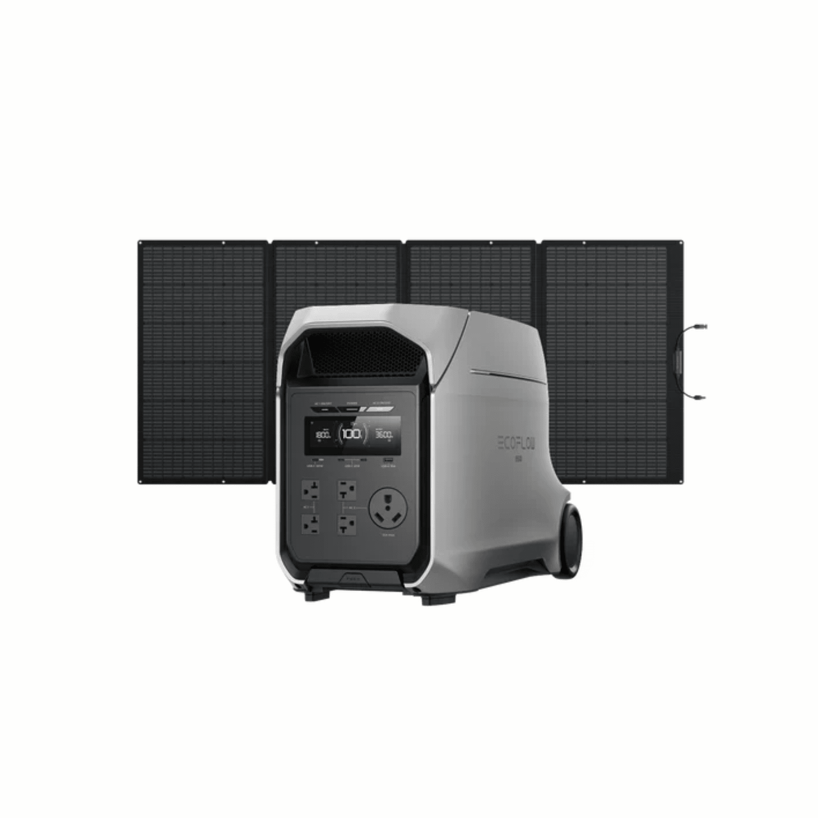EcoFlow DELTA 3 Ultra Plus portable power station with 400W solar panel and 3072Wh capacity for off-grid energy.