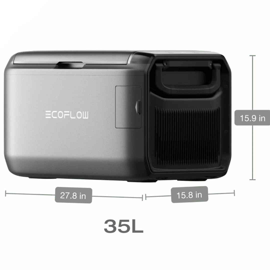 EcoFlow Glacier Classic 35L portable freezer showing compact design and handle, without plug-in battery, ideal for mobile refrigeration.