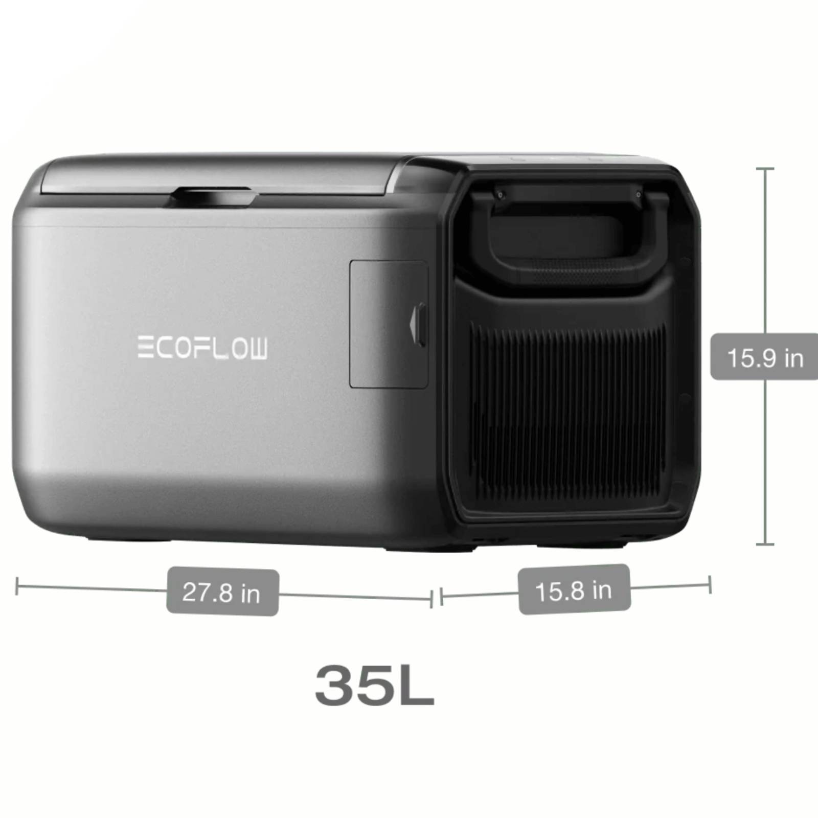 EcoFlow Glacier Classic 35L portable freezer showing compact design and handle, without plug-in battery, ideal for mobile refrigeration.