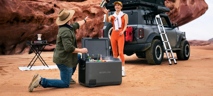 EcoFlow Glacier Classic 55L portable fridge and freezer, compact appliance with sleek design, without battery, ideal for travel and outdoor use.