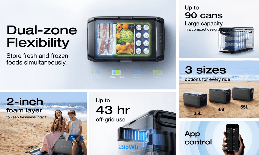 EcoFlow Glacier Classic 55L portable refrigerator and freezer, compact design without battery, ideal for on-the-go cooling.