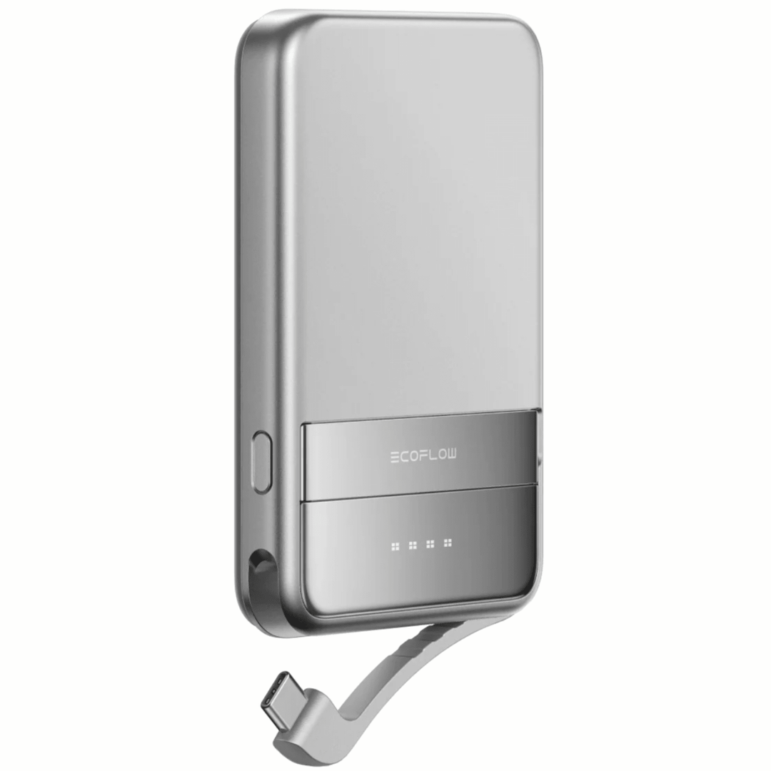 EcoFlow Rapid Magnetic Power Bank 5000mAh with 15W Qi2 wireless charging, compact portable power bank with magnetic attachment.