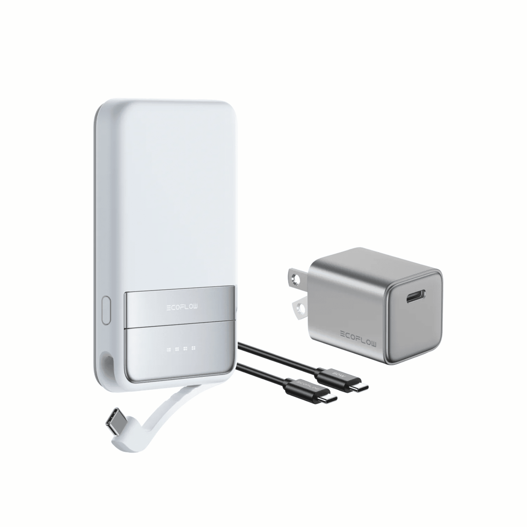 EcoFlow Rapid Magnetic Power Bank 5000mAh with 15W Qi2 wireless charger, compact portable power bank with magnetic attachment.