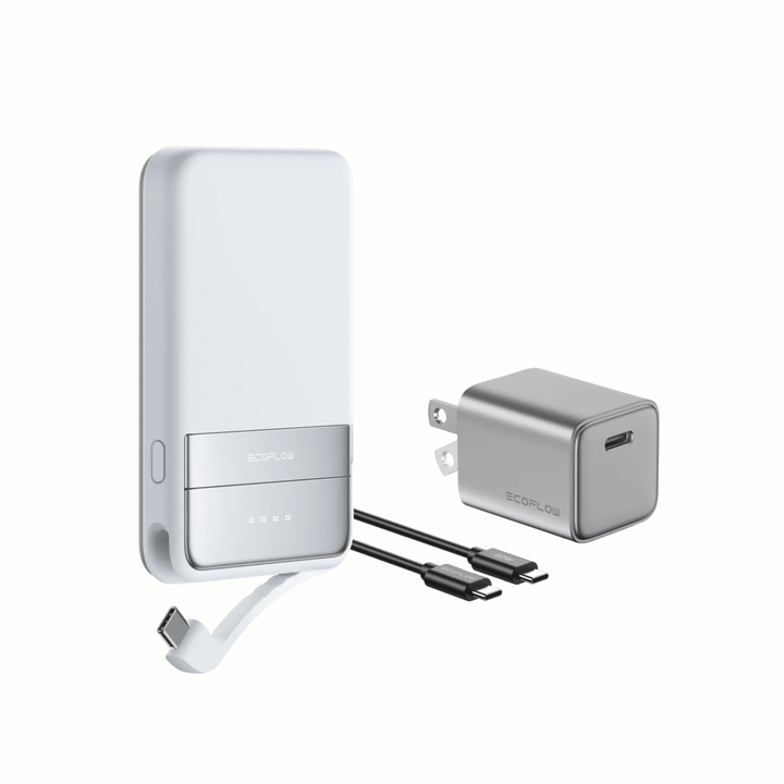 EcoFlow Rapid Magnetic Power Bank 5000mAh with 15W Qi2 wireless charger, compact portable power bank with magnetic attachment.