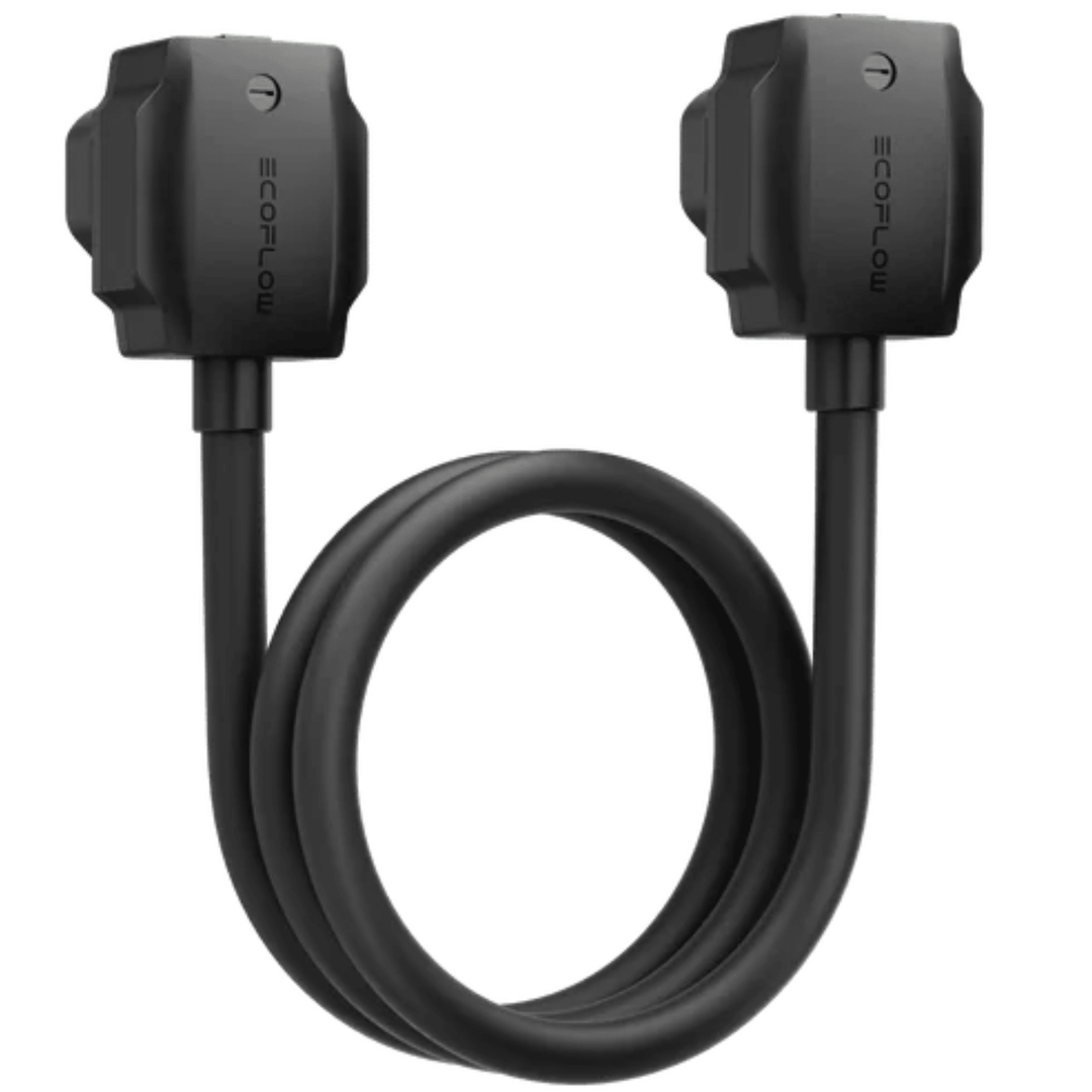 EcoFlow power input/output cable adapter for portable power station, showing connectors and cable details.