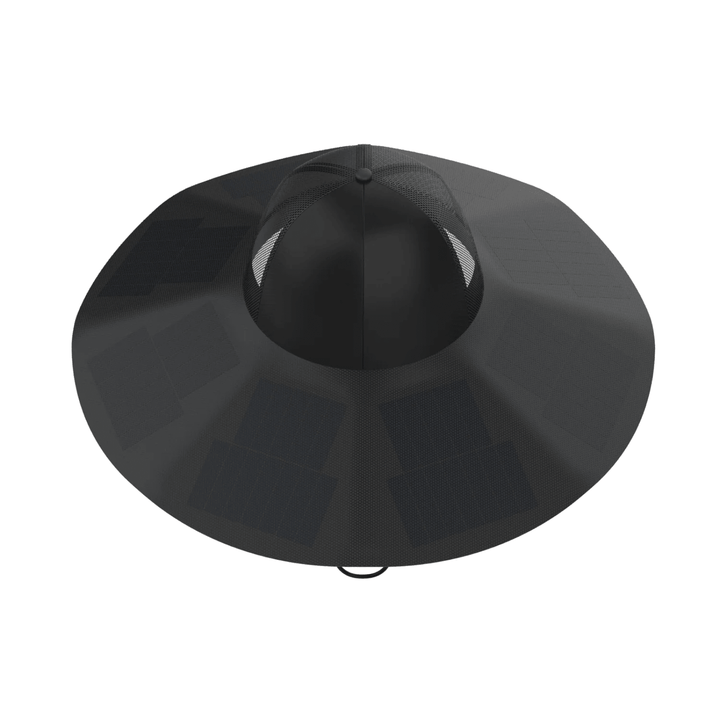 EcoFlow Power Hat in medium-large size, featuring sun protection and USB charging port, designed for outdoor use.