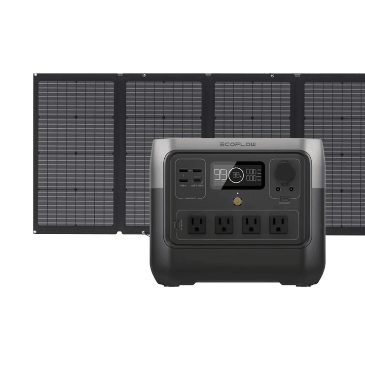 EcoFlow River 2 Pro portable power station with 768Wh capacity and 110W solar panel, IP68 durable outdoor design